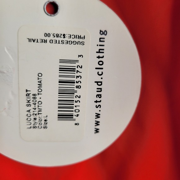 Staud Red Two-Piece Set Crop Top Med & Tiered Maxi Skirt Lg Tie Detail Boho Chic - Picture 13 of 16